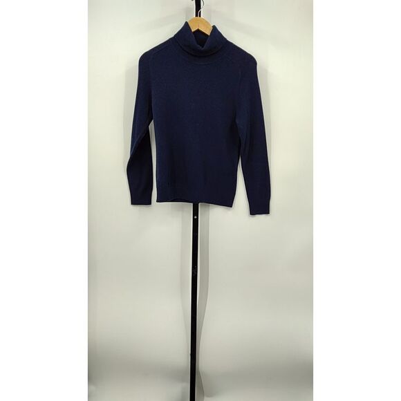 Quince Sweaters - Quince Women Mongolian Cashmere Turtleneck Sweater TRUE Navy Sleeved Top M